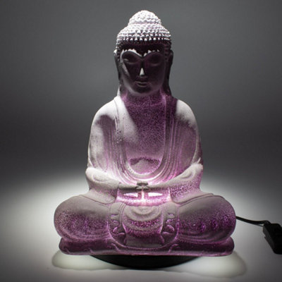 Lavender Crackle Meditation Buddha Lamp with Oval Stand