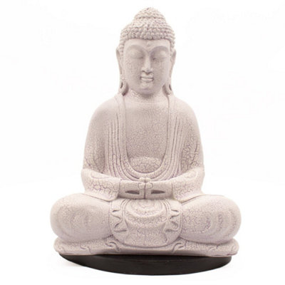 Lavender Crackle Meditation Buddha Lamp with Oval Stand