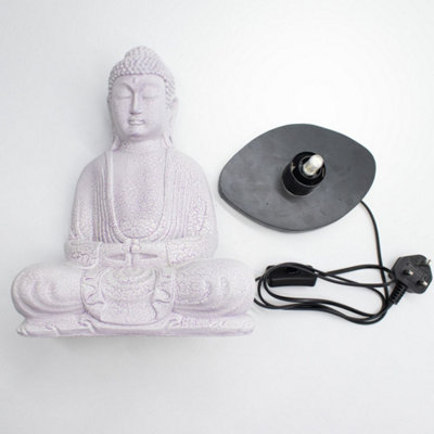 Lavender Crackle Meditation Buddha Lamp with Oval Stand