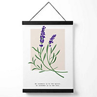 Lavender Plant and Quote Flower Market Simplicity Medium Poster with Black Hanger