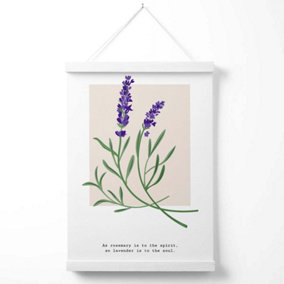 Lavender Plant and Quote Flower Market Simplicity Poster with Hanger / 33cm / White