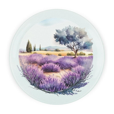 Lavender Round Glass Worktop Saver - Textured Chopping Board Worktop Protector