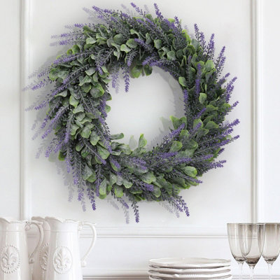 Mixed Faux Lavender Wreath 18 Inch | Antique Farmhouse