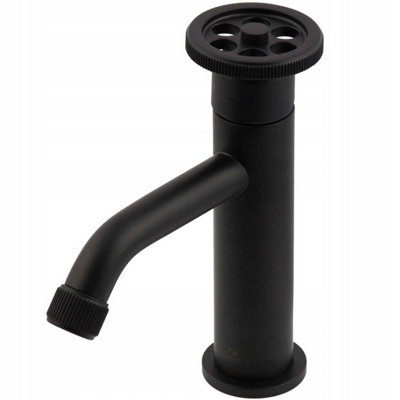 Laveo Standing Basin Tap Industrial Black Finished Brass Retro Style Ceramic Mixer