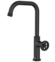 Laveo Standing Kitchen Tap Industrial Black Finished Brass Retro Style Ceramic Mixer