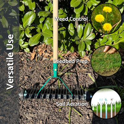 Lawn Aerator Scarifier with Handle, Effective Manual Lawn Grass Soil ...