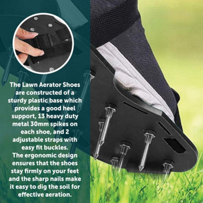Lawn Aerator Shoes Garden Equipment Universal Fit Stainless Steel Spikes - 3