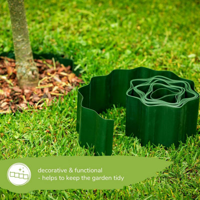 Lawn Edging Border Roll 20cm x 9m Flexible PVC Garden Border for Lawns ...