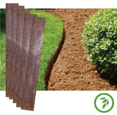 Lawn Edging / Pathway Edging / Flower Bed Boarder Edging in a Naturally 'Rusty Metal' aged steel, 5 pack (5 x 1m) by Devonia