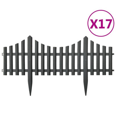 Lawn Edgings 17 pcs Anthracite 32.8inches PP