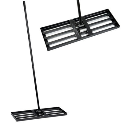 Lawn Leveling Rake Extended Handle -Black