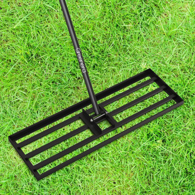 Lawn Leveling Rake Long Handle Heavy Duty Stainless Steel Soil Grass ...