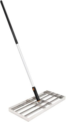 Lawn Levelling Rake Lute - 600mm x 250mm - 3kg - Heavy Duty Stainless Steel Head - 1.6m Handle