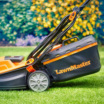 Battery lawn discount mower with roller