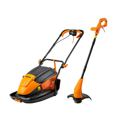 LawnMaster 1500W 33cm Electric Hover Mower with Grass Collection Box and 350W 2 in 1 Grass Trimmer and Edger 2 Year Guarantee DIY at B Q
