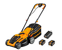 LawnMaster 24V 34cm Cordless Lawnmower with Rear Roller and Spare Battery