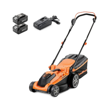 LawnMaster 24V 37cm Cordless Lawn Mower with Spare Battery and Rear