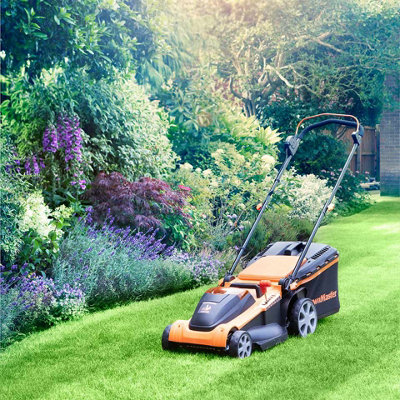 Cordless lawn discount mower with roller