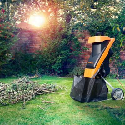 LawnMaster Impact Garden Shredder - 2400W, 50L Collection Bag, Accessories, Orange, Corded, 2 Year Guarantee