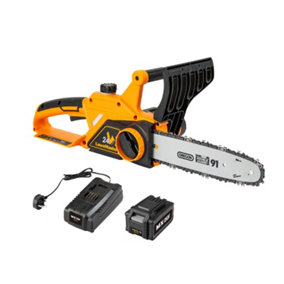 LawnMaster MX 24V 25cm Cordless Chainsaw with 4.0Ah battery, fast charger, toolless chain tension and automatic oiling system
