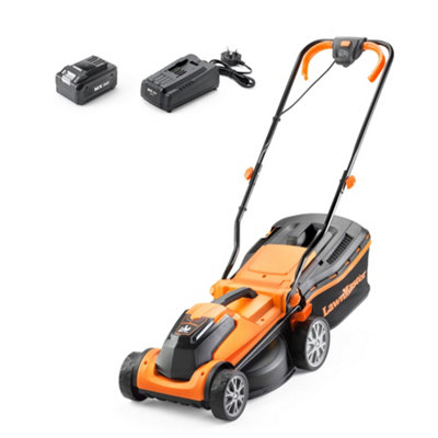 LawnMaster MX 24V 34cm Cordless Lawnmower with Rear Roller - 2 Year Guarantee