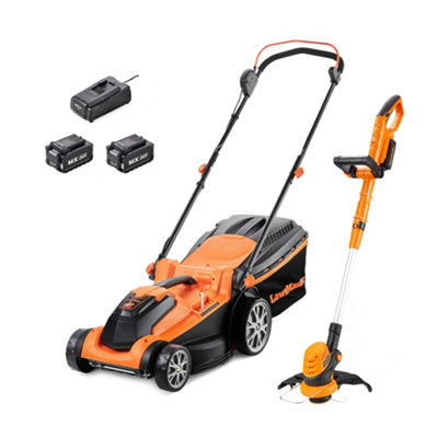 LawnMaster MX 24V 37cm Cordless Lawn Mower & 25cm Grass Trimmer Set with Spare Battery - 2 Year Guarantee