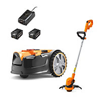 LawnMaster VBRM16 OcuMow™ MX 24V Drop and Mow Robotic Lawnmower and Cordless Grass Trimmer Set - 2 Year Guarantee