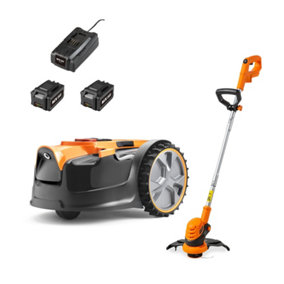 LawnMaster VBRM16 OcuMow™ MX 24V Drop and Mow Robotic Lawnmower and Cordless Grass Trimmer Set - 2 Year Guarantee