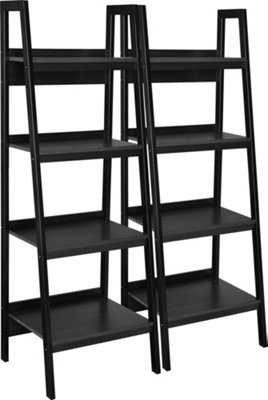 Lawrence 4 shelf ladder bookcase bundle black