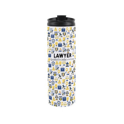 Lawyer Travel Mug - Novelty Solicitor & Barrister Gift - Stainless Steel Vacuum-Sealed Double-Walled Hot/Cold Drinks Travel Flask