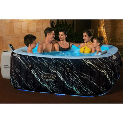 Lay-Z-Spa Florence 140 AirJet 6 Person Inflatable Spa, 180cm, 908L, 40 C Heating, Freeze Shield, EnergySense, TriTech, Blue Marble