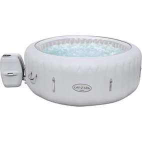 Lay-Z-Spa Paris Hot Tub with Built In LED Light System 140 AirJet Massage System Inflatable Spa with Freeze Shield Technology, 4-6