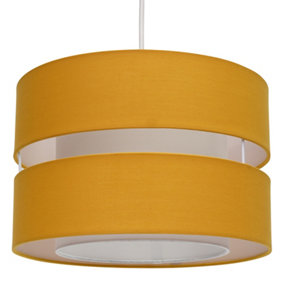Layer Fabric Ceiling Pendant Light Shade Yellow Ochre, Lampshade can be used on Table lamps as well