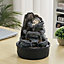 Layered Rock Cascading Indoor Tabletop Water Feature Waterfall Fountain with LED Rolling Ball