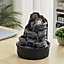 Layered Rock Cascading Indoor Tabletop Water Feature Waterfall Fountain with LED Rolling Ball