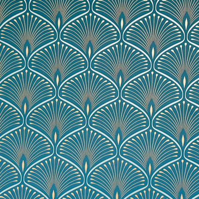 Grandeco Textured Distressed Damask Trellis Wallpaper Teal / Gold