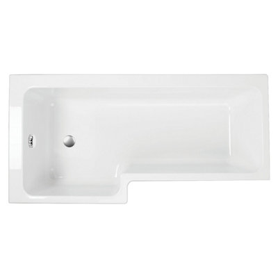 Lazaro Left Hand White Acrylic LShaped Shower Bath (L)1700mm (W)820mm