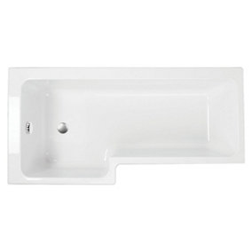 Lazaro Left Hand White Acrylic L-Shaped Shower Bath (L)1700mm (W)820mm