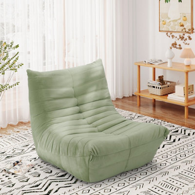Lazy Floor Sofa Couch, Ergonomic Design Fireside Chair, Green
