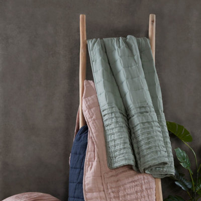 Lazy Linen Pure Washed Linen Quilted Throw