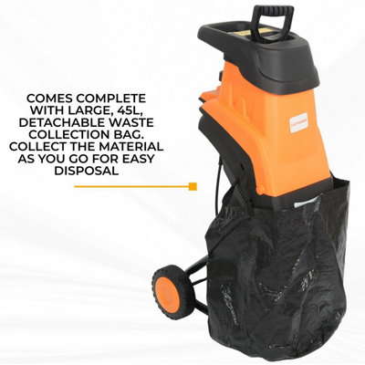 Lazy-Shred Electric Garden Shredder 2500w Leaf & Wood Chipper 45L Bag 45mm Cutting Width