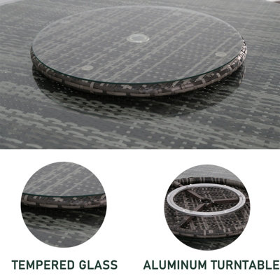 Tempered Glass Lazy Susan Turntable With Umbrella Hole