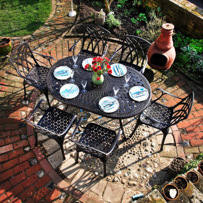 Lazy Susan June Antique Bronze 6 Seater Garden Furniture Set