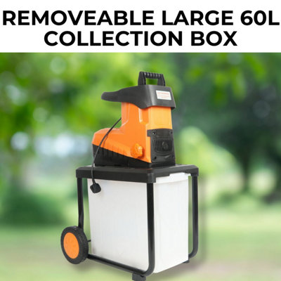 LAZY TOOLS SHHHHHRED Quiet Garden Shredder 2800W - Adjustable Cutting Size, Max 45mm Capacity, 60L Collection Box