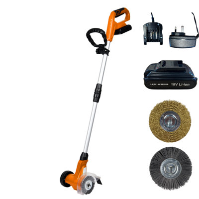 Lazy-Weeder Cordless Weed Remover Brush Tool - Moss Patio Block Paving Cleaner -  Lightweight 2kg - Battery and Charger Included