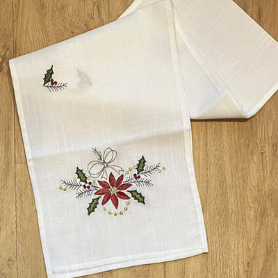 Le Chateau Traditional Poinsettia Table Runner