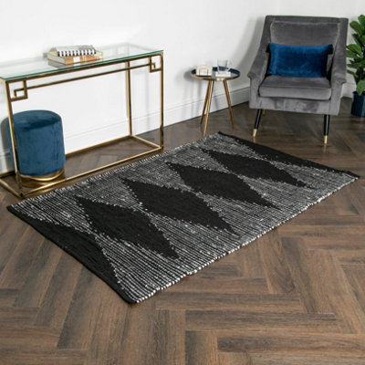 Lea Diamond Leather & Cotton Rug