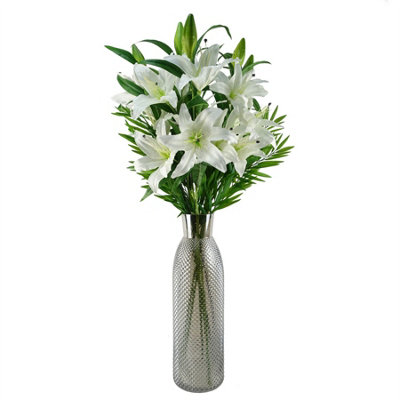 100cm Pink Lily and Fern Display Glass Vase