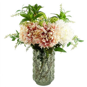 Leaf 55cm Artificial Chrysanthemum Glass Retro Vase
