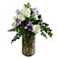 Leaf 60cm White Rose Purple Starflower Display Glass Vase